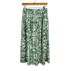 Vintage 90s Fritzi California Long Floral Maxi Skirt Size M Green Cottagecore
